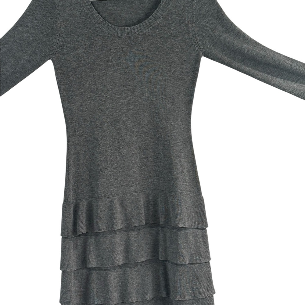 Calvin Klein Gray Tiered Knit Sweater Dress – Minimalist Chic Layered Hem - Picture 8 of 12